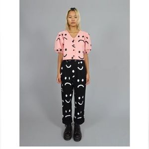 Lazy oaf black happy sad pants. High waisted